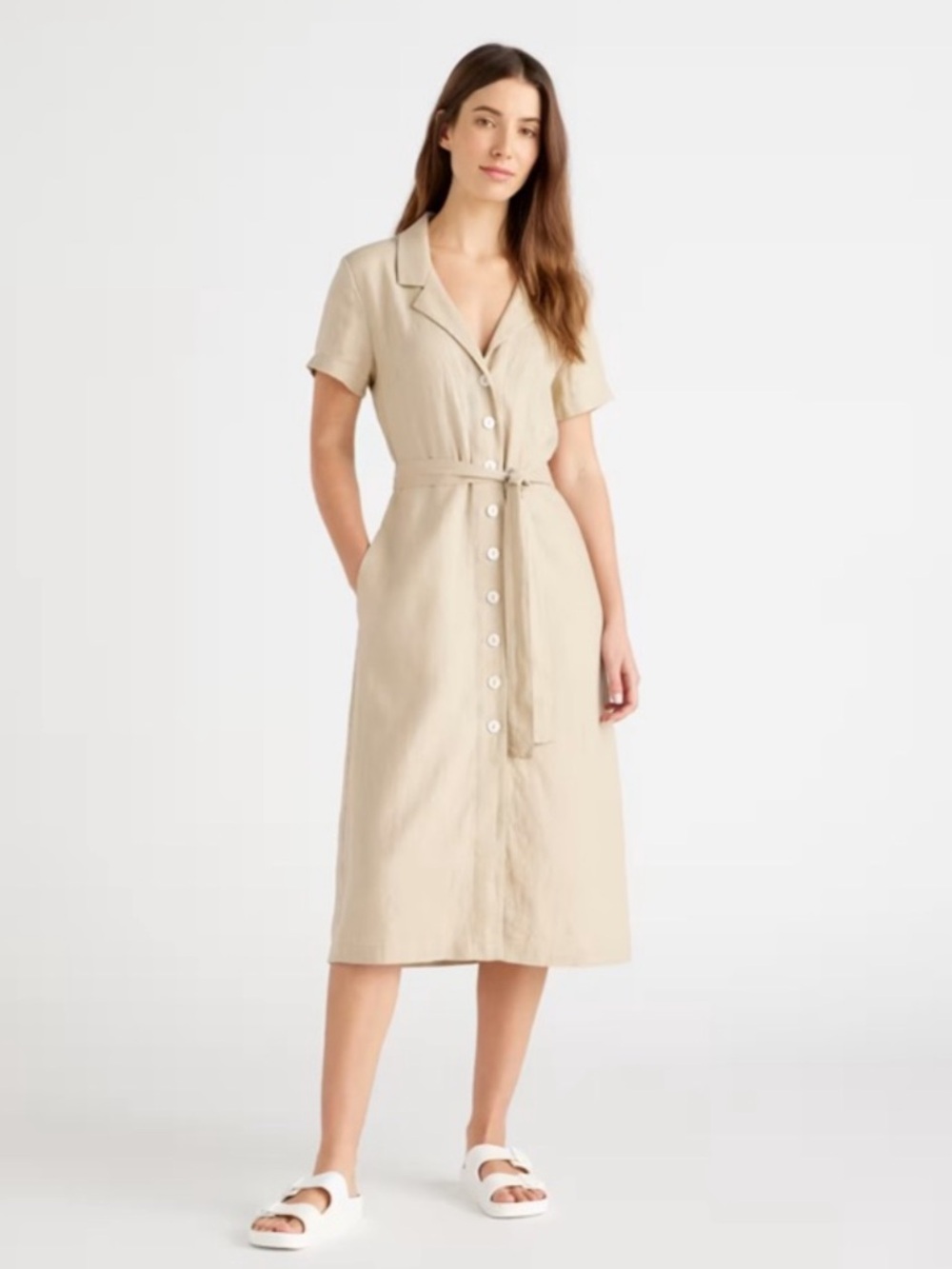 NWT Quince - linen button-front midi dress - Picture 2 of 7